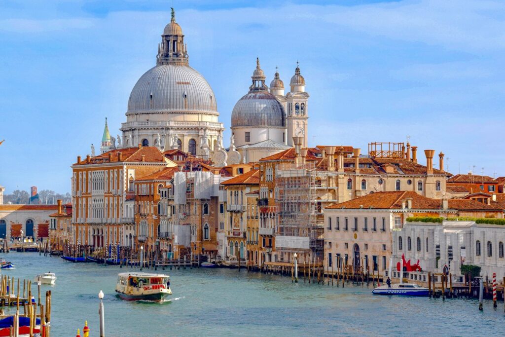 The domes of Santa Maria della Salute on the Grand Canal, seen during 3 days in Venice