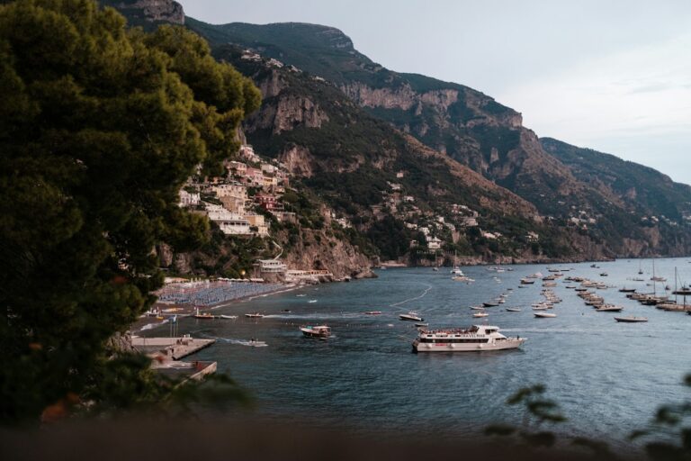 Amalfi Coast ferries: boats in the water off Positano