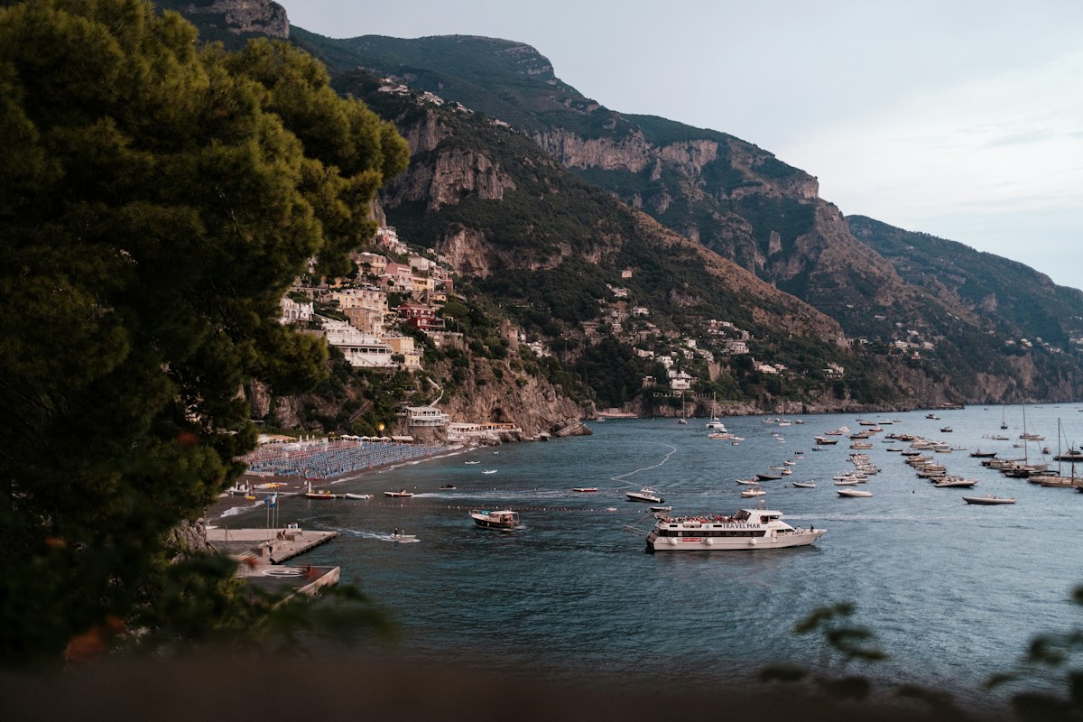 Amalfi Coast ferries: boats in the water off Positano