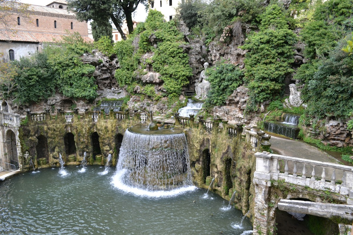The Oval Fountain in the gardens of Villa d’Este in Tivoli
