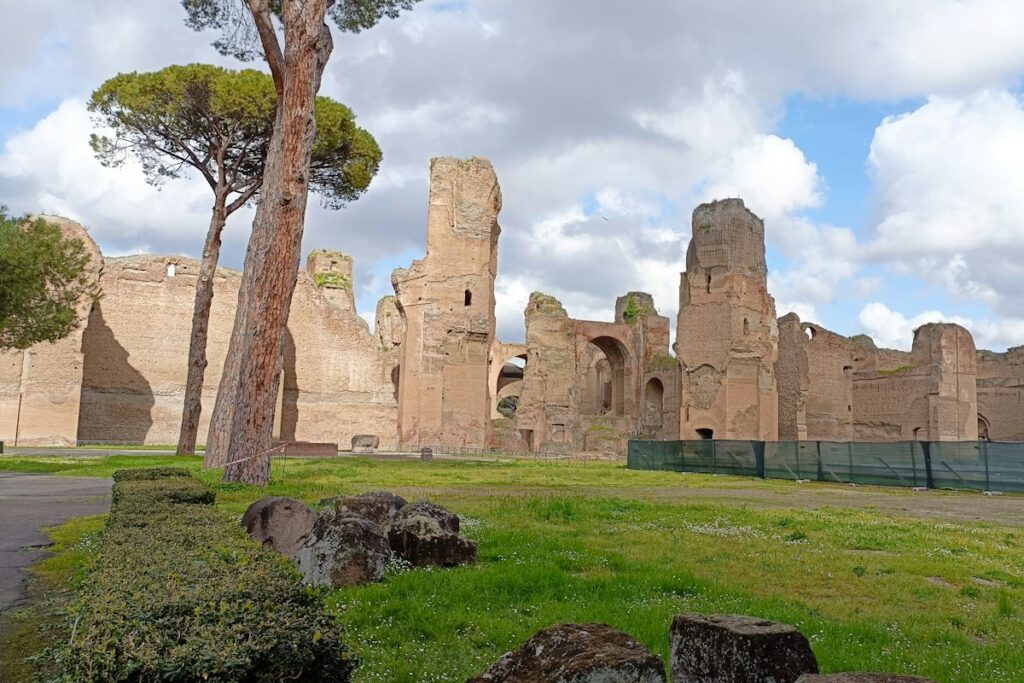 Roman brick ruins like those you pass on the way to the catacombs of Rome