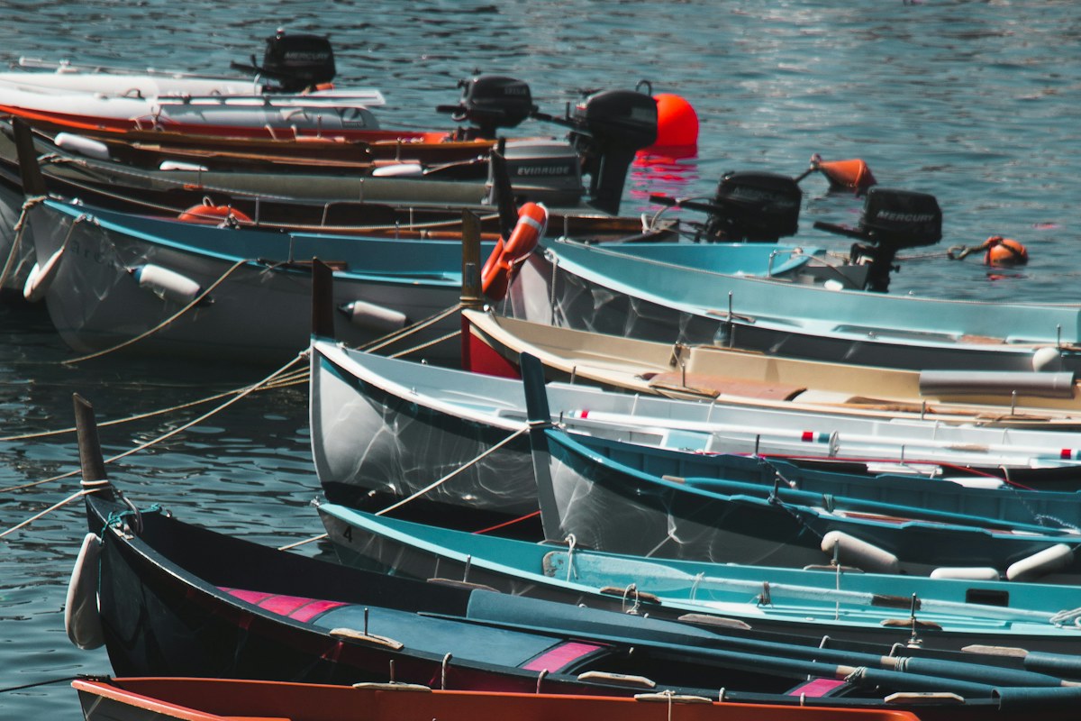 Boats in the harbor of Riomaggiore, the Cinque Terre village closest to La Spezia