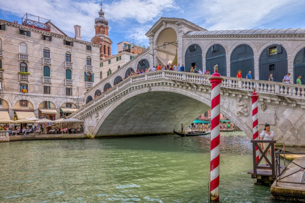 Epiphany in Italy: the Rialto Bridge in Venice, finish of the Regata delle Befane