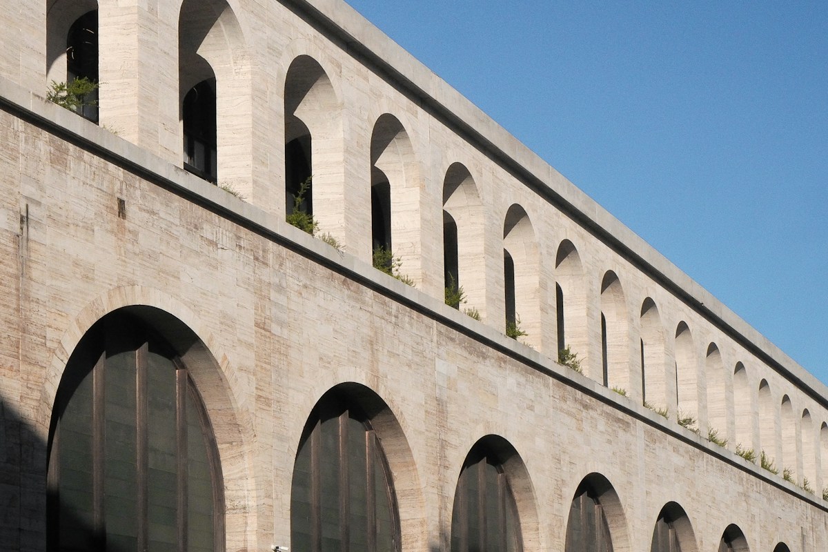 Railway station architecture in Rome, the end point of the train from Fiumicino to Rome