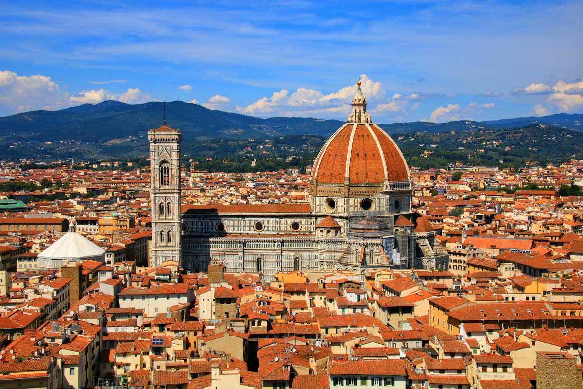 The Florence skyline and the Duomo, the goal of the ride from Florence airport to city center