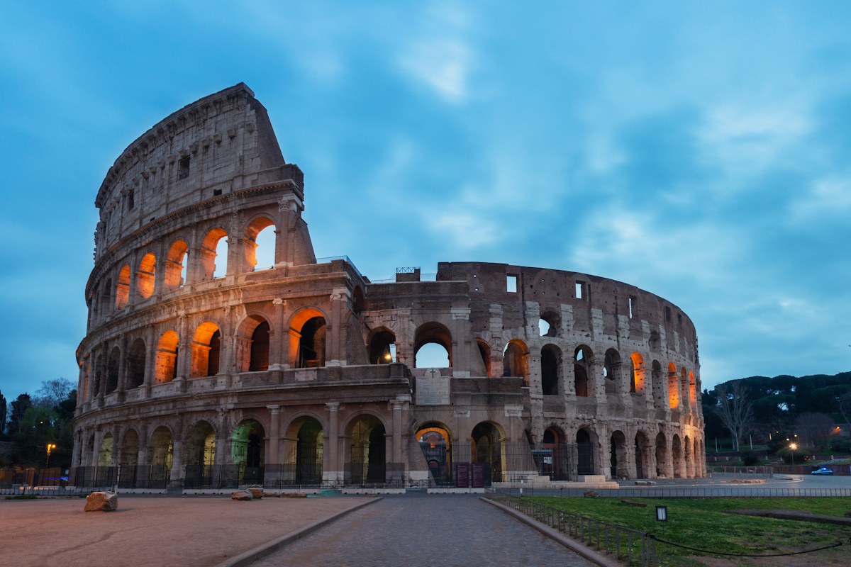 The Colosseum at blue hour, the subject of many interesting facts about Italy