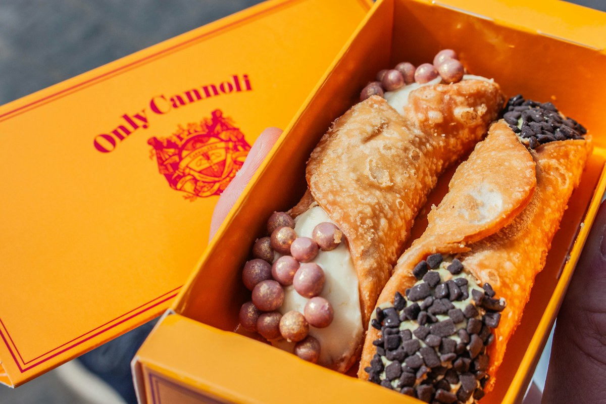 Two cannoli, among the best-known Italian pastries
