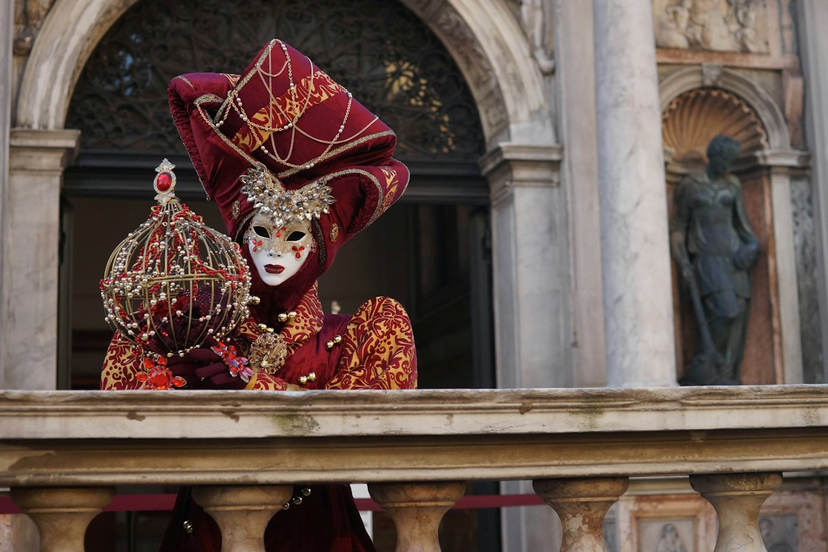 Italy in February: a masked costume at the Venice Carnival