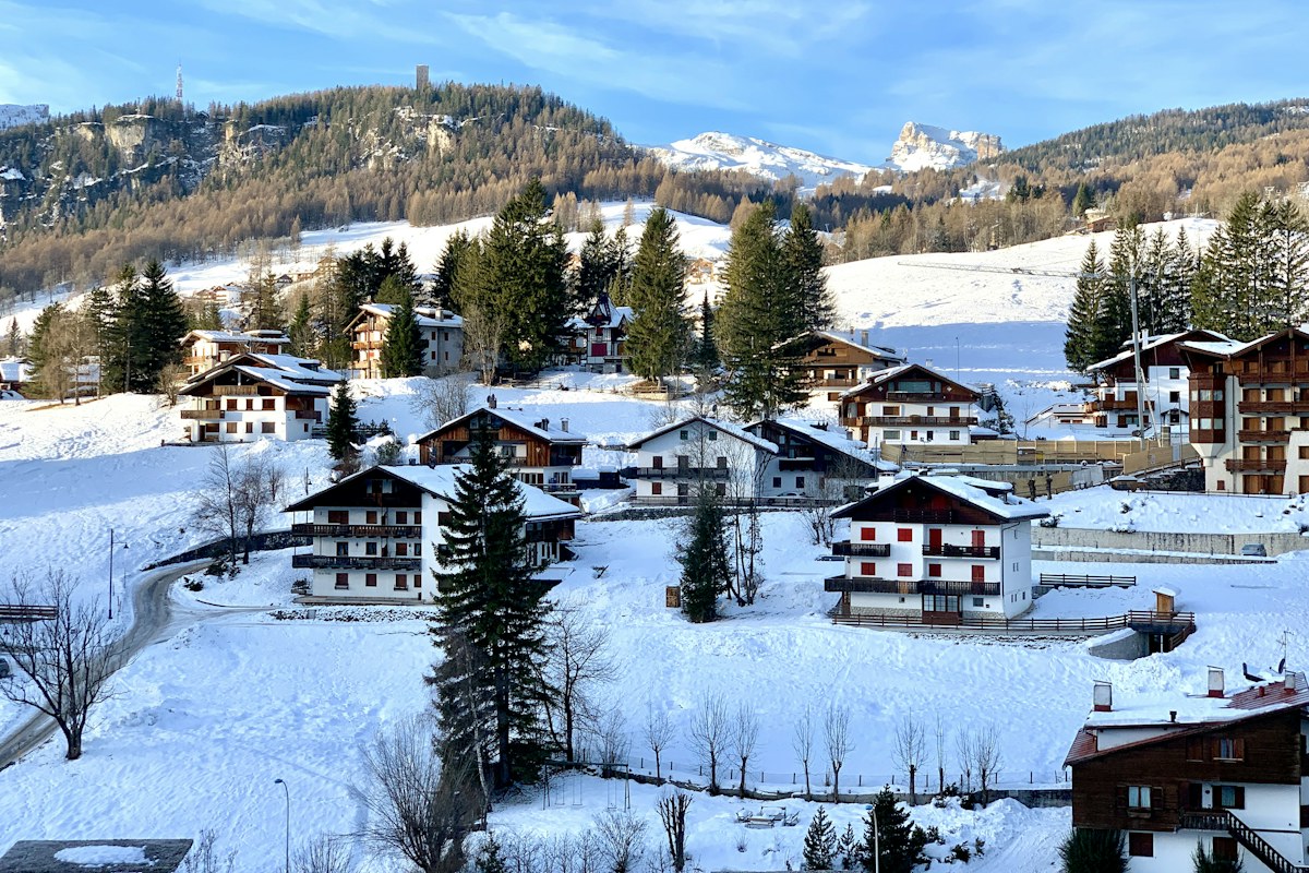 Snow-covered chalets in an alpine village, one face of Italy in winter