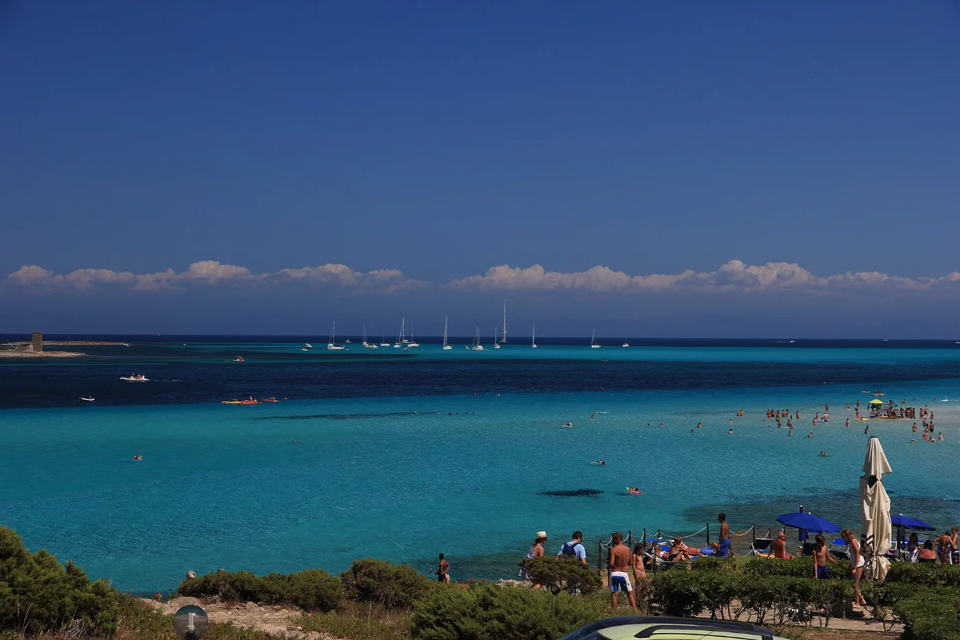 La Pelosa beach and its watchtower, Stintino, Sardinia