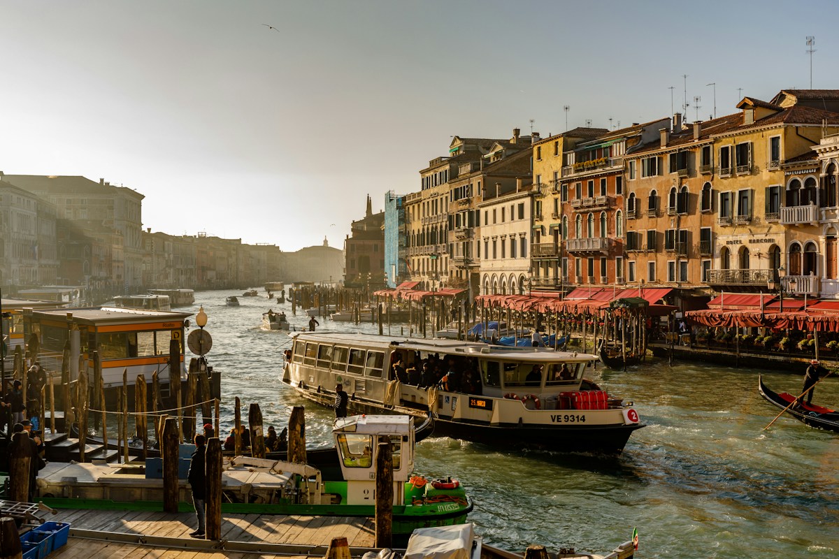 A vaporetto on the Grand Canal, the water bus you meet after Marco Polo airport to Venice