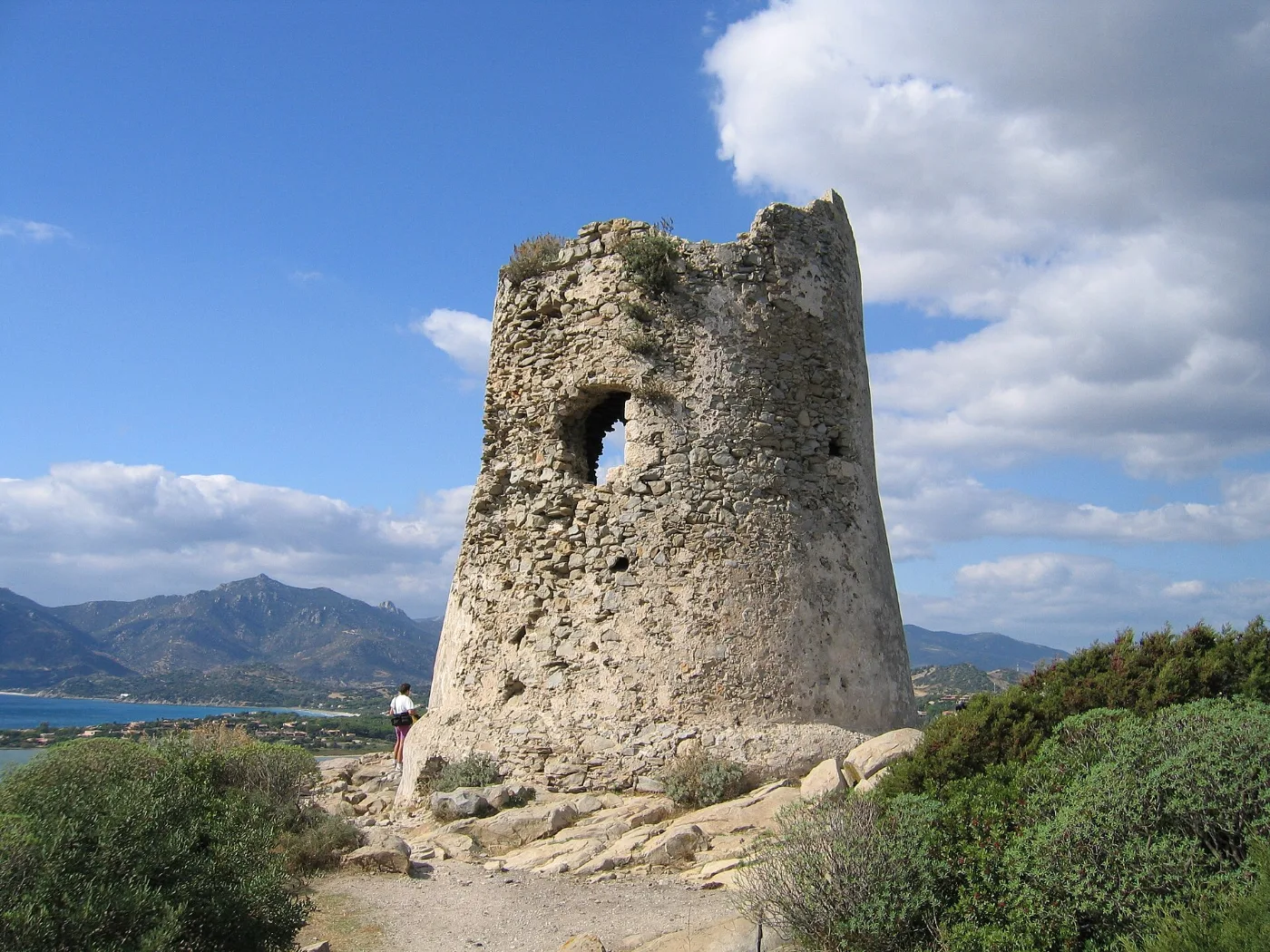 Porto Giunco beach and its tower, Villasimius, Sardinia