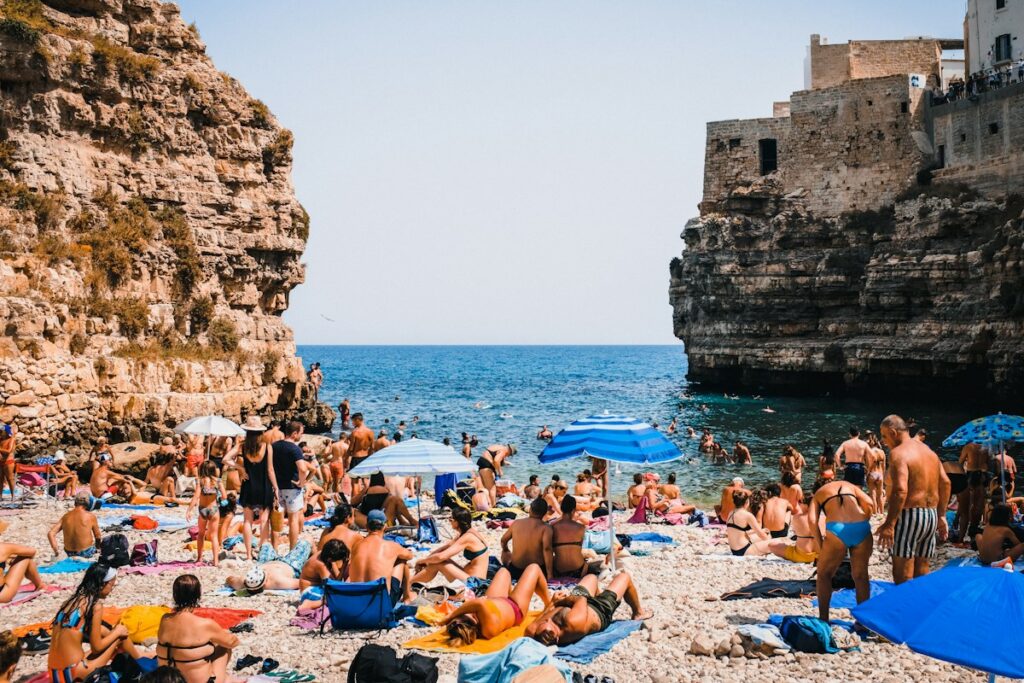 Lama Monachile cove in Polignano a Mare on a Puglia itinerary