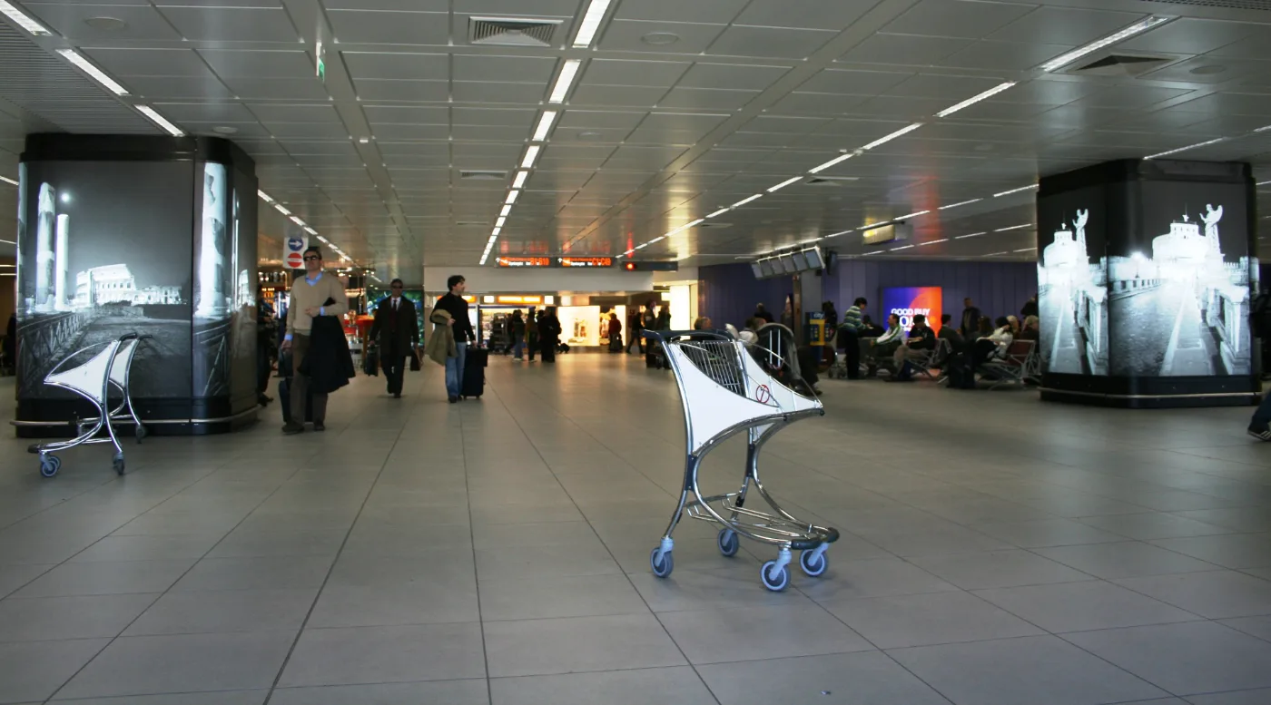 Departure terminal interior at Rome Fiumicino airport