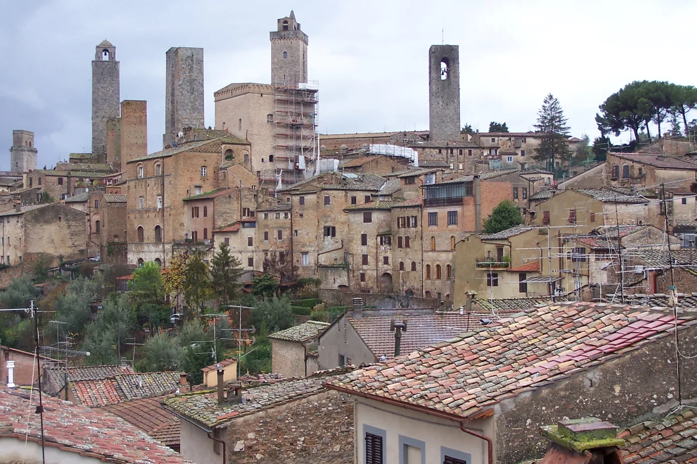 Medieval towers of San Gimignano in Tuscany against the sky
