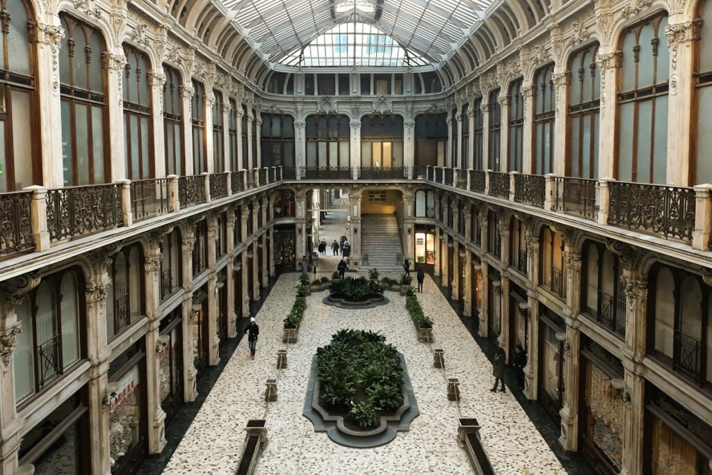 Inside the Galleria Subalpina, a covered arcade among the things to do in Turin
