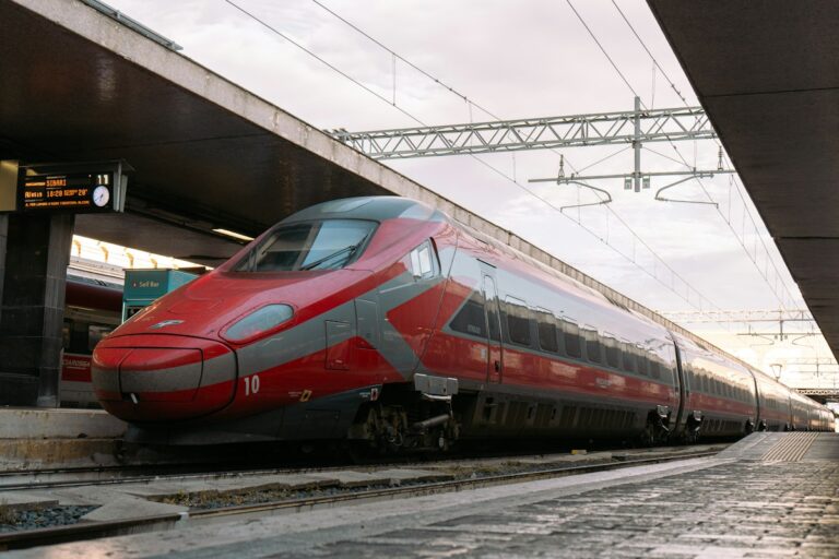 Trains in Italy: a high-speed train at Roma Termini station