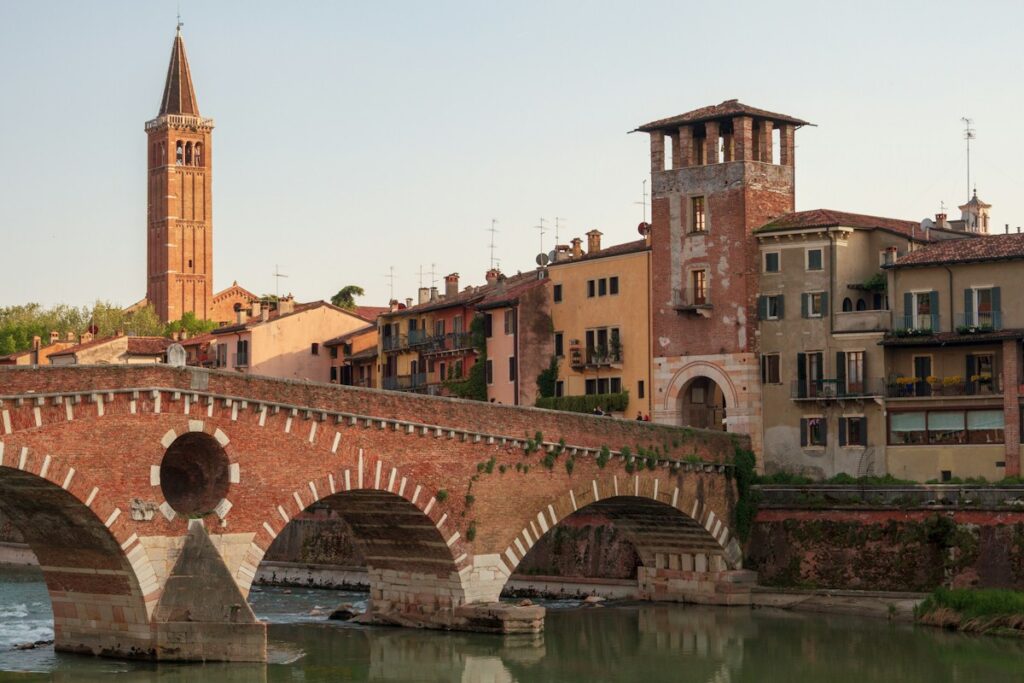Ponte Pietra over the Adige, an evening stop on a Verona itinerary