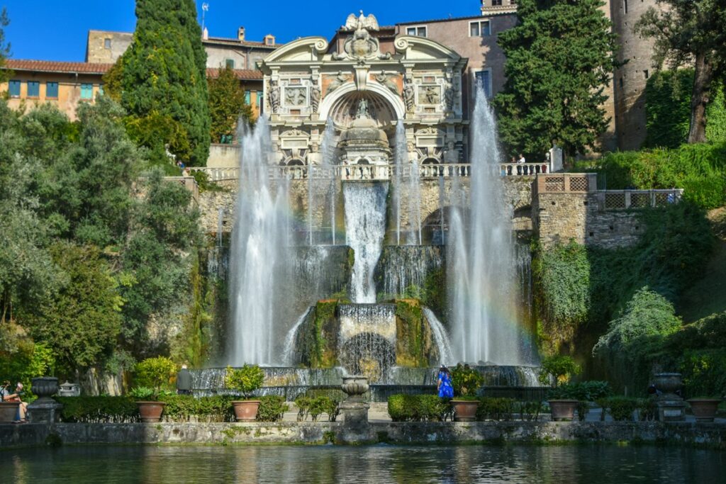 Terraced fountain and gardens at Villa d'Este in Tivoli