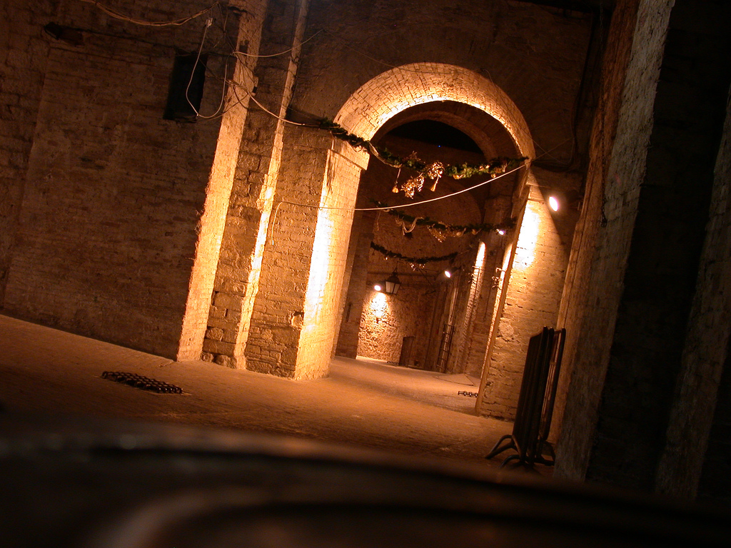 Historic stone passages inside Rocca Paolina in Perugia