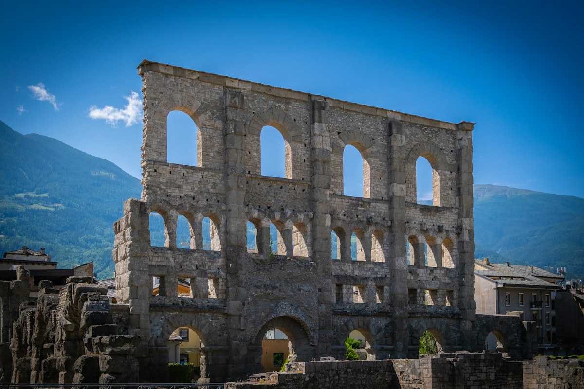 The Roman theater in Aosta, the city of the Fiera di Sant'Orso
