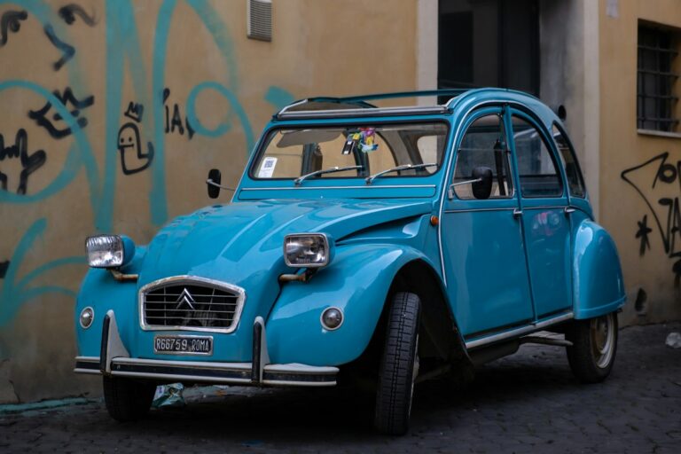 A car parked on a street in Trastevere, Rome